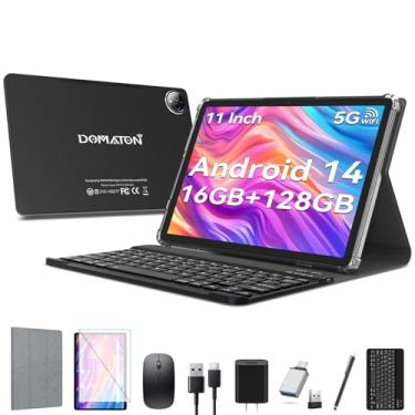 Imagem de Tablet de 11 polegadas, tablet Android 14 mais recente de 2025 com 16 GB de RAM, 128 GB ROM 1 TB expansível Octa-Core, tablets WiFi 5G, tablets 2 em 1 com teclado embutido em tela grande, bateria de