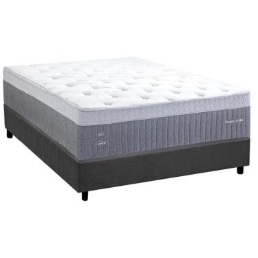 Imagem de Cama Box Casal: Colchão Molas Molas Ensacadas Ensacadas Herval C1739 + Base CRC Suede Gray (138x188)