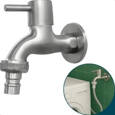 Imagem de Torneira Para Maquina De Lavar Inox 304 Escovado Tanque Lavanderia ½ P