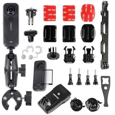 Imagem de PellKing Conjunto de montagem de guidão de bicicleta para Insta360 One X3,X2,X,X,GoPro,todo feito de metal para guidão de liberação rápida com braço de extensão de 16,5 cm, com adesivo 3M, adaptador