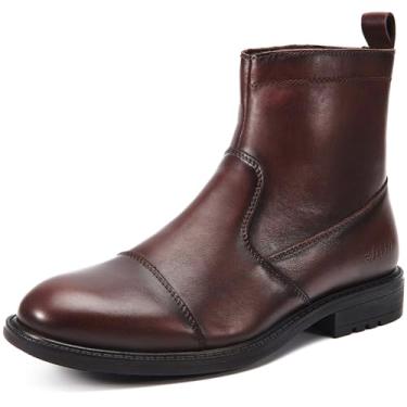 Imagem de Botas masculinas Oxford Chelsea Chukka cano curto Arkbird Fashion Dress Boot para homens de couro legítimo, bico superior, cadarço, zíper lateral, sapato casual masculino, Café (786), 8