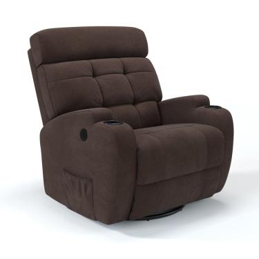 Imagem de Poltrona do Papai Reclinável Elétrica com Base Giratória e Balanço em Tecido Bouclé Damie