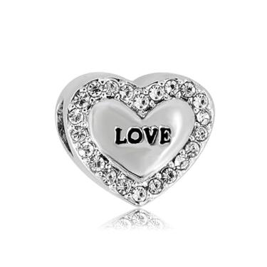 Imagem de BlingNuts Pingente de coração com pedras do mês de abril, serve para pulseiras Pandora para mulheres, aniversário de família, dia dos namorados, zircônia cúbica cristalina