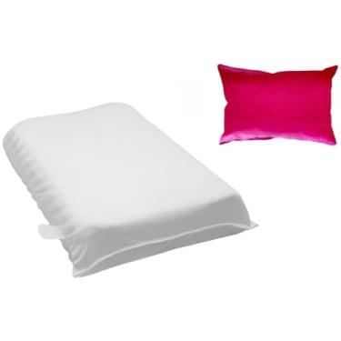 Imagem de Travesseiro Cervical, Conjunto de Travesseiros MagnéTicos para CorreçãO Cervical, Conjunto de 2 PeçAs, Inclui Espuma Infravermelha Macia, FunçãO Antirronco(2 cervical + 2 cetim pink)