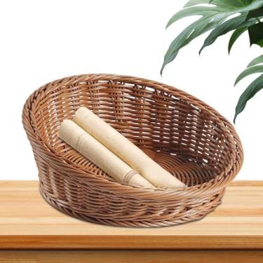 Imagem de Rrlihjgu Cesto para Pão - Cesto de Servir Pão Entrelaçado - Bandeira de Imitação - Organizador de Alimentos para Cozinha Frutas Legumes Batatas Banana Doces Salgados