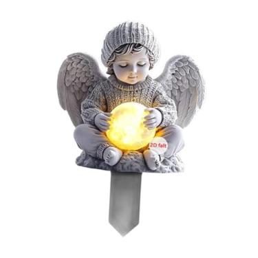 Imagem de UGPLM Estaca de jardim com asas de anjo, placa de anjo, presente, arte, caminho, decoração, ornamento plano 2D para gramado, área externa, quintal, a