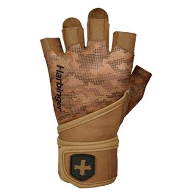 Imagem de Harbinger Luvas Pro Wristwrap 2.0 para levantamento de peso, treinamento, fitness e exercícios de ginástica com suporte de pulso - camuflagem masculina bege GG