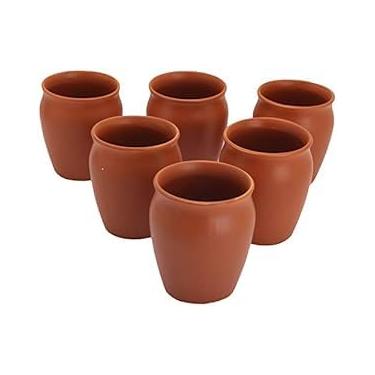 Imagem de Copos Kullad | Canecas de café Kullad de argila para chá Kulhad - 6 peças, marrom, 200 ml (conjunto de 6 unidades de argila Kullad)