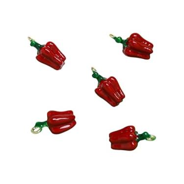 Imagem de Clotiry Pingentes de pimentão esmaltados de liga de cor vermelha, 10 peças, pingente de pimentão vermelho escuro, acessórios para pulseira, brinco, colar, artesanato, faça você mesmo