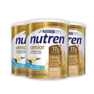 Imagem de Kit com 3 Suplemento Alimentar Nutren Senior Baunilha 370g cada