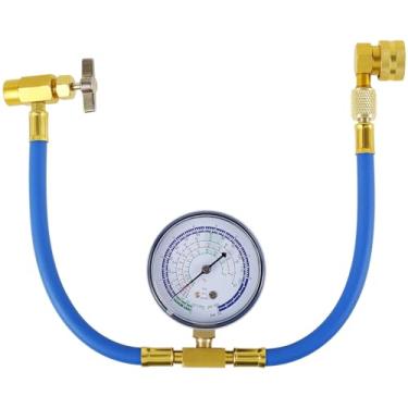 Imagem de HSHGZSR R134a Mangueira de recarga de refrigerante para ar condicionado Mangueira de recarga de refrigerante de borracha Kit de mangueira de recarga CA com medidor de refrigerante CA Mangueira de