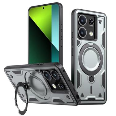 Imagem de SORAKA Capa para Xiaomi Poco X6 com suporte,compatível com MagSafe,Capa para Xiaomi Poco X6 com chapa de ferro Capa resistente que absorve choques Proteção contra quedas de nível militar