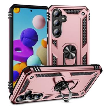 Imagem de SORAKA Capa para Samsung Galaxy A35 5G com suporte de anel capa armadura para Samsung Galaxy A35 5G capa traseira de policarbonato rígido com placa de metal para suporte magnético de telefone carro
