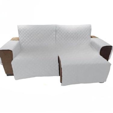 Imagem de Capa para Sofá Retrátil e Reclinável 2 Módulos - Medida Total 2,90m Incluindo Braços, Protetor Impermeável e Ajustável,(Branco)