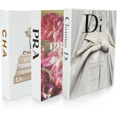 Imagem de Livros decorativos para decoração de casa, conjunto de 3 livros falsos de papelão rígido de designer sem página apenas para decoração de mesa de centro, estante, suporte de TV para sala de estar