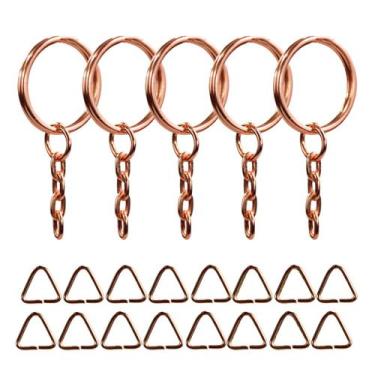 Imagem de Argola Rose Gold Com Corrente P Chaveiro 23mm 500 Unidades Com Triângu
