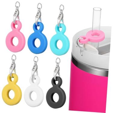 Imagem de Hemobllo 12 peças de pingentes de palha reutilizáveis de silicone fofos decorações penduradas para pingentes de canudos em branco, cinza, rosa, amarelo, azul, azul celeste