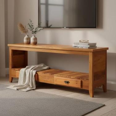 Imagem de Rack Aparador Ripado 1,5M – Com 2 Gavetas, Em Madeira Maciça, Envernizado