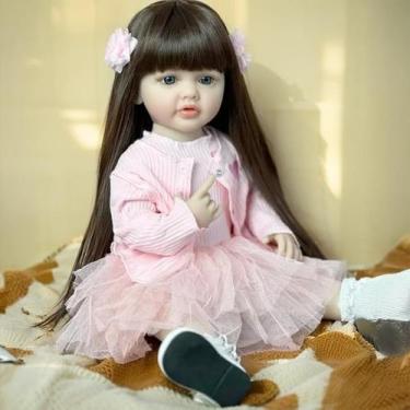 Imagem de Boneca realista Baby Reborn FALVIA de silicone de corpo inteiro de 55 