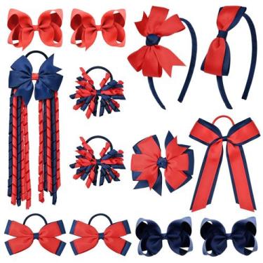 Imagem de Conjunto de acessórios de cabelo DEEKA azul marinho e vermelho para me