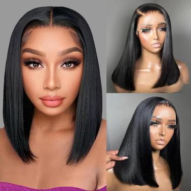 Imagem de Peruca Superfect Bob 14", cabelo humano, renda frontal, 180% de densid