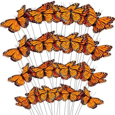 Imagem de Lyrow, 72 peças, decorações de borboleta monarca, artesanato em penas