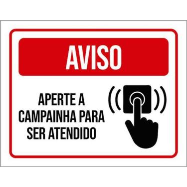 Imagem de Kit 10 Placas Aviso Aperte Campainha Ser Atendido Desenho