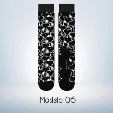 Imagem de Par de Meia Cano Longo Casual Divertida Infantojuvenil Adulto Feminina