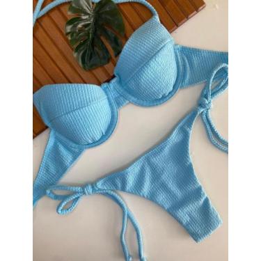 Imagem de Conjunto de Biquini Meia Taça Com Bojo Removivel e Calcinha de Amarrar