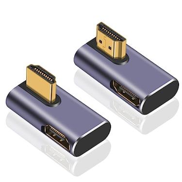 Imagem de Poyiccot Adaptador HDMI 8K de 90 graus, adaptador HDMI 2.1 de ângulo esquerdo e direito de 270 graus, extensor macho para fêmea, 48 Gbps, 8 K a 60 Hz para laptop HDTV PS5 Xbox, pacote com 2