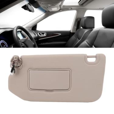 Imagem de Viseira de sol espelhada do lado esquerdo do motorista, espelho de maquiagem bege elegante, placa de proteção solar, montagem de viseira de sol para Pathfinder Indonesia R52 2012 a 2019 QX60 2013‑2018