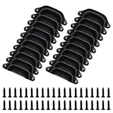 Imagem de ONLYKXY Puxadores de armário de cozinha de metal antigo preto design em forma de concha - ferragens de gaveta de copo de 9,5 cm (pacote com 20/preto)