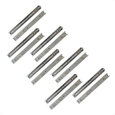 Imagem de 14 corrediças telescópicas 40cm gaveta trilho zinca. 7 pares