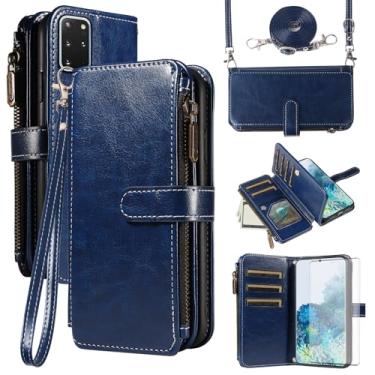 Imagem de Asuwish Capa de celular para Samsung Galaxy S20 Plus S20+ 5G Capa com protetor de tela de vidro temperado e cordão com zíper carteira porta-cartão com suporte para celular S20+5G S20plus 20S + S2O S