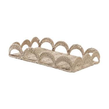 Imagem de MotiveTech Bandeja de cesta retangular, recipiente de armazenamento, organizador de mesa multiuso, cesta tecida à mão para salgadinhos de confeitaria