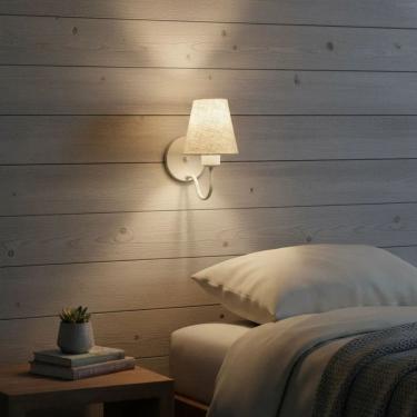 Imagem de Arandela de Parede Vivare AR-2035BRRST Cúpula em Tecido Rustico Bege