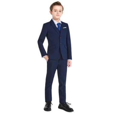 Imagem de Terno infantil Happy Dolphin Slim Fit Wedding, tamanho 14, azul marinh