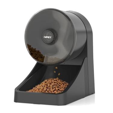 Imagem de NPET Alimentador automático de gatos 3L, dispensador de alimentos secos para animais de estimação cronometrado para gatos e cães pequenos, 3-4 refeições por dia - controle de porção programável (preto