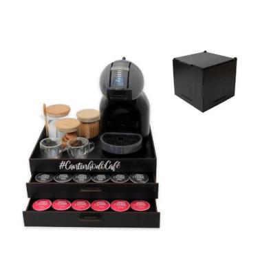 Imagem de Porta Cápsulas Dolce Gusto Bandeja Decorativa Cantinho Café Mdf Preto 