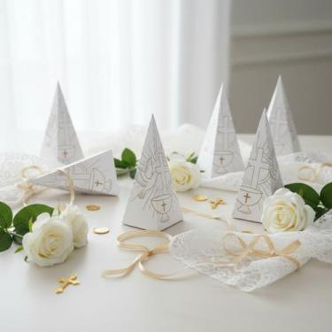 Imagem de 10 Lembrancinha Caixa Cone Batizado Montagem Simples - KIBUNITINHO, DO