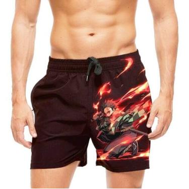 Imagem de Short Praia Shorts Banho Kimetsu No Yaiba Tanjiro Kamado 565 - smoke, 