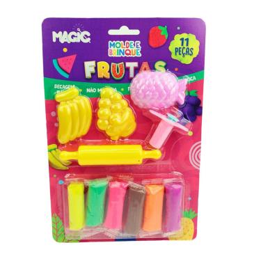 Imagem de Massinha de Modelar 11 Peças com Molde Frutas - Tudo em Caixa