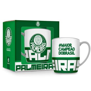 Imagem de Caneca Porcelana Premium BrasFoot Palmeiras 300 ML Urban Licenciada Branco