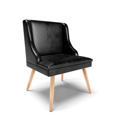 Imagem de Cadeira de Jantar Liz Corano Preto Pés Palito Natural - D'Rossi