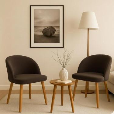 Imagem de Kit 2 Cadeiras Lua Slim Decorativa Tecido Veludo Pés Palito - Pétala, 