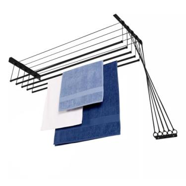 Imagem de Varal Master Innovar Teto e Parede com 5 Varetas de 1m, Cor Preta, Maxeb.