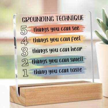 Imagem de Placa acrílica para decoração de sala de aula de escritório de terapia, placa decorativa de mesa transparente educativa com suporte, suprimentos de canto calmo, psicólogo terapeuta, escritório, casa