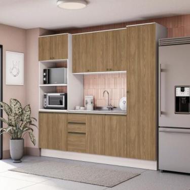 Imagem de Cozinha Compacta Celeste Kappesberg 100% Mdf Branco/nogueira