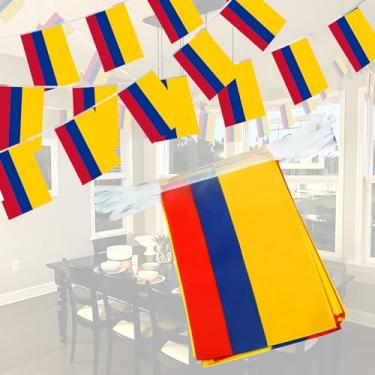 Imagem de Bandeiras de flâmulas de bandeira da Colômbia, eventos patrióticos 20 de julho, decoração do dia da independência colombiana barras esportivas - 90 metros e 38 bandeiras