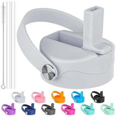 Imagem de Diumepo Tampa com canudo para garrafa de água de boca larga 12 16 18 20 32 1,134 g, tampa de substituição para garrafas de água de boca larga Hydroflask de 340.2-1,814.4 g, tampa de tampa de boca